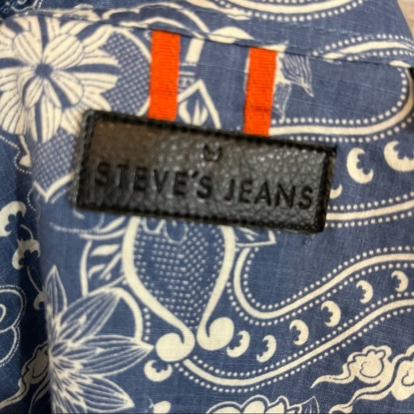 Steve’s Jeans Blue Floral Button Short Sleeve Shirt - Picture 10 of 12